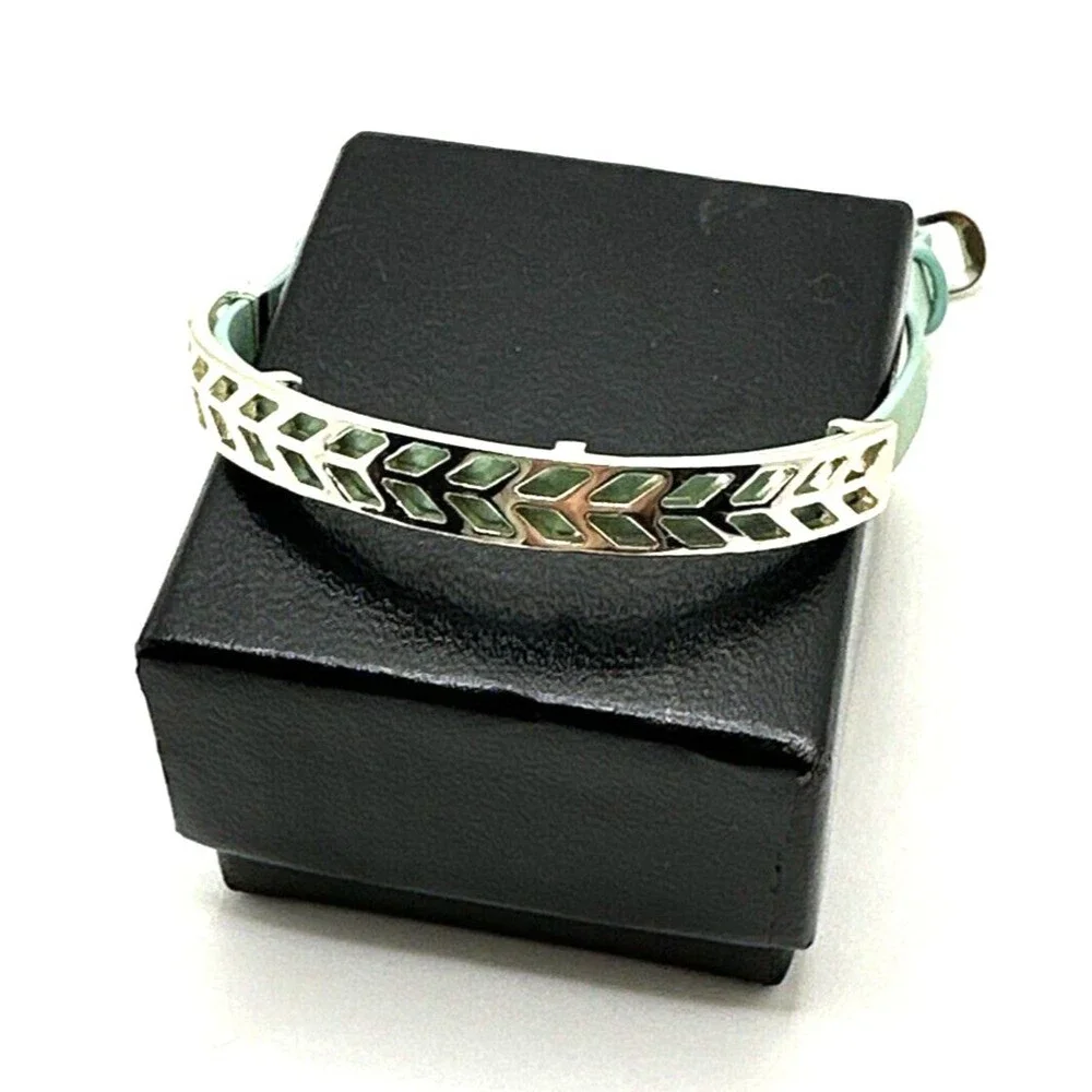 STELLA & DOT Blue Leather Wrap Bracelet Inspirational BELIEVE Statement 8